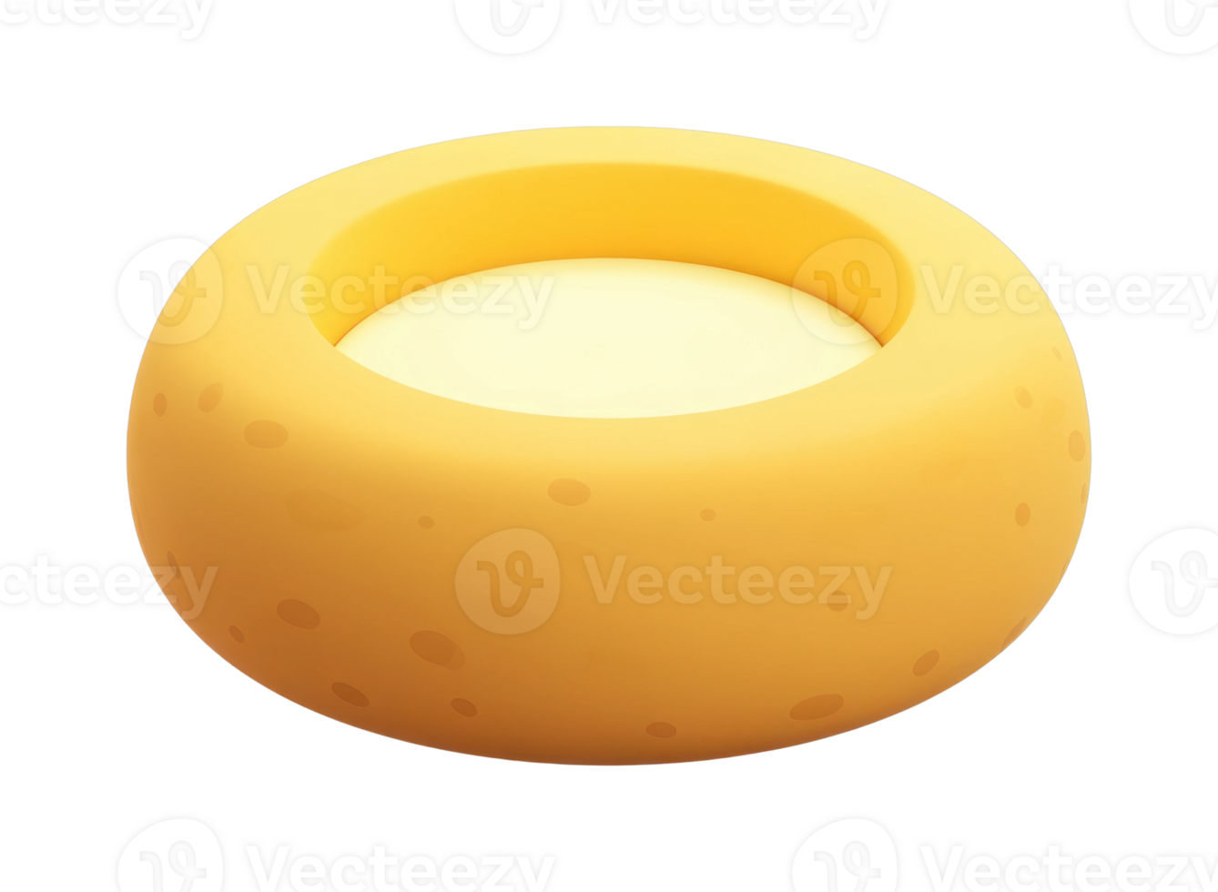 Round yellow cheese wheel with large hole centered png