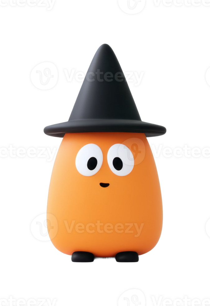 Cute halloween pumpkin character with witch hat png