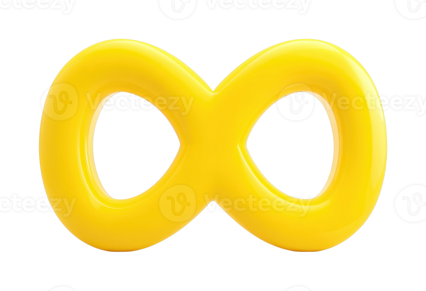 Yellow infinity symbol object with smooth surface and shiny finish png