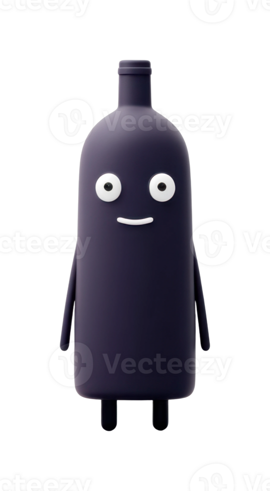 Cute purple bottle-shaped cartoon character with eyes and smile png
