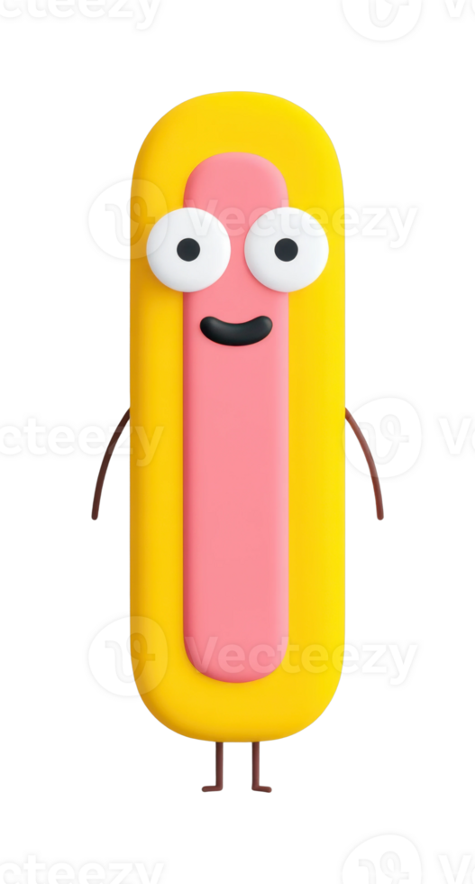 Colorful 3d cartoon character with big eyes and smiling face png