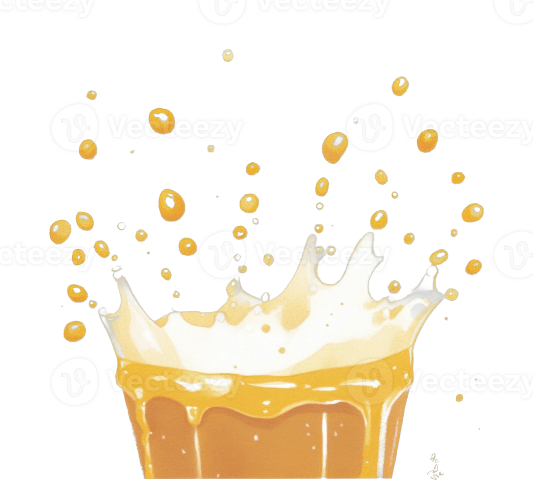 Splashing beer with bubbles and foam in glass png