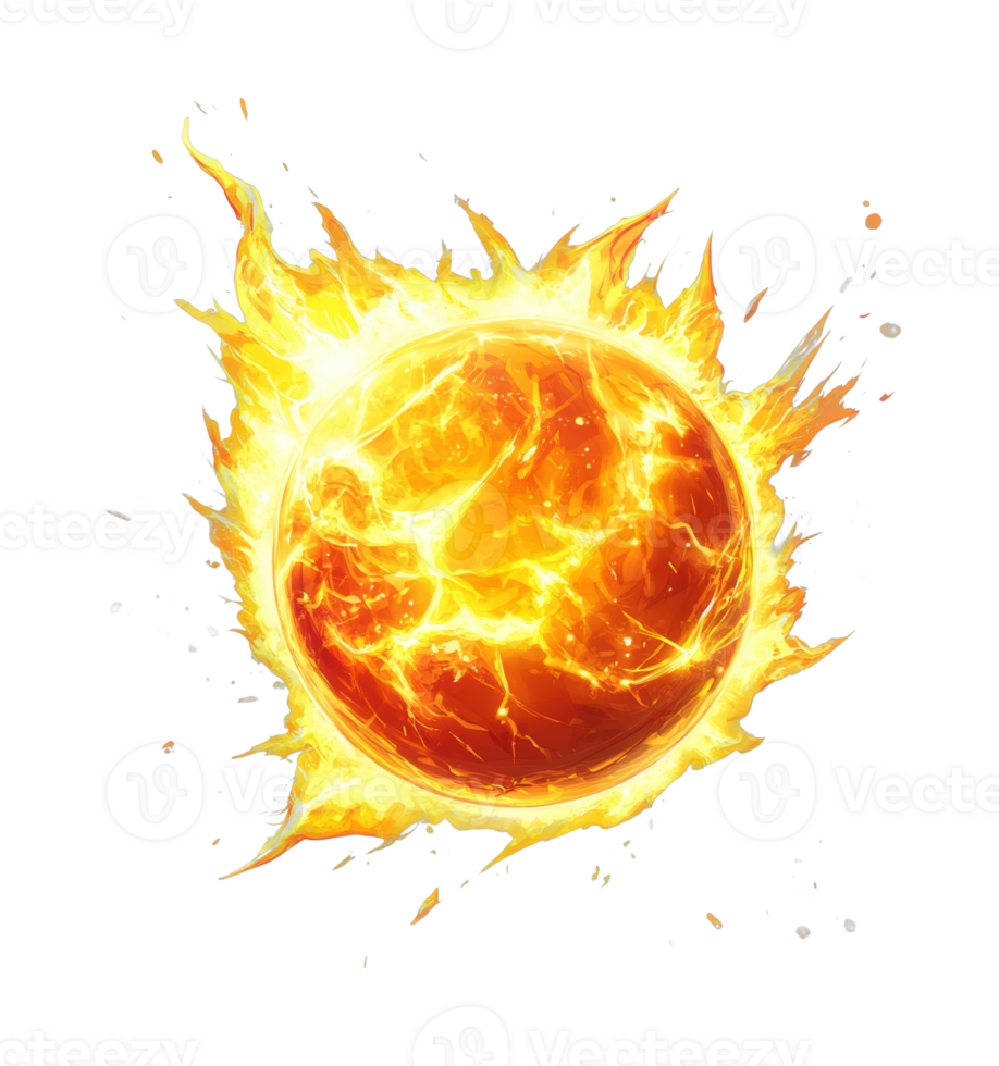 Fiery solar explosion with bright clashing flames and intense energy png
