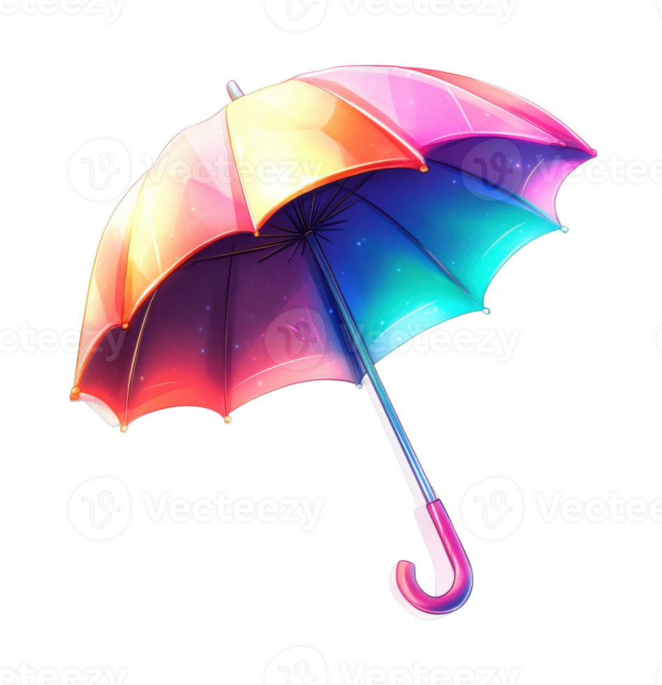 Vibrant gradient umbrella displaying rainbow spectrum colors with shimmering effect png