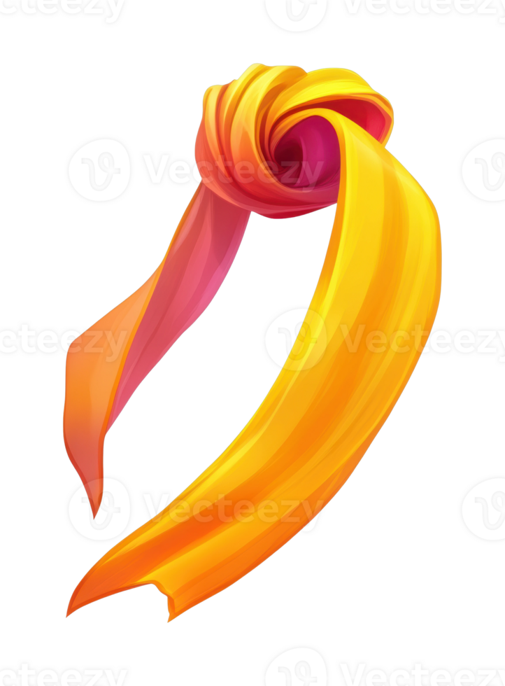 Colorful twisted ribbon with pink and yellow swirls png