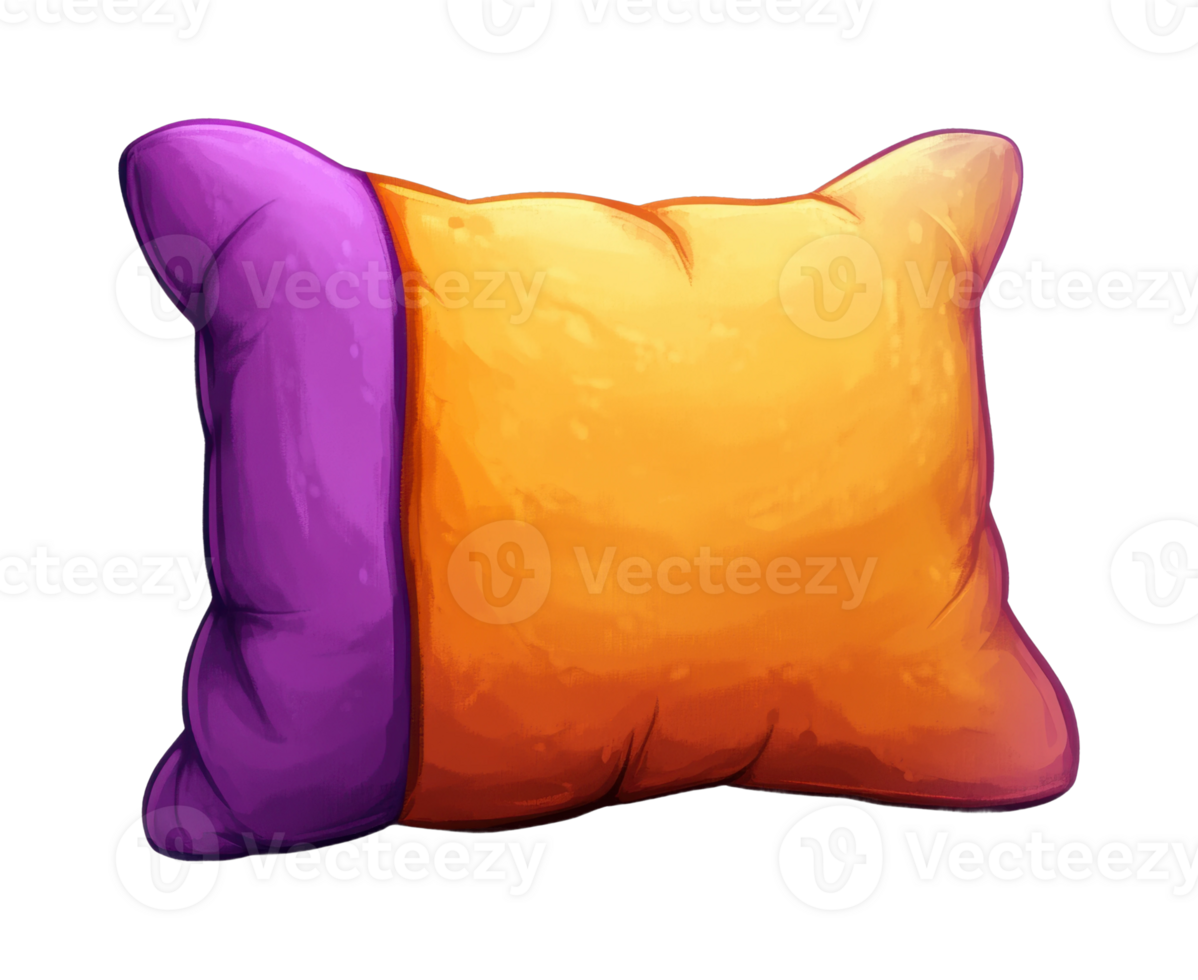 Vibrant purple and orange plush pillow with soft texture png