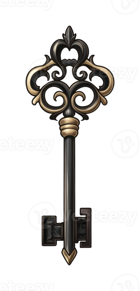 Intricate vintage skeleton key with ornate design png