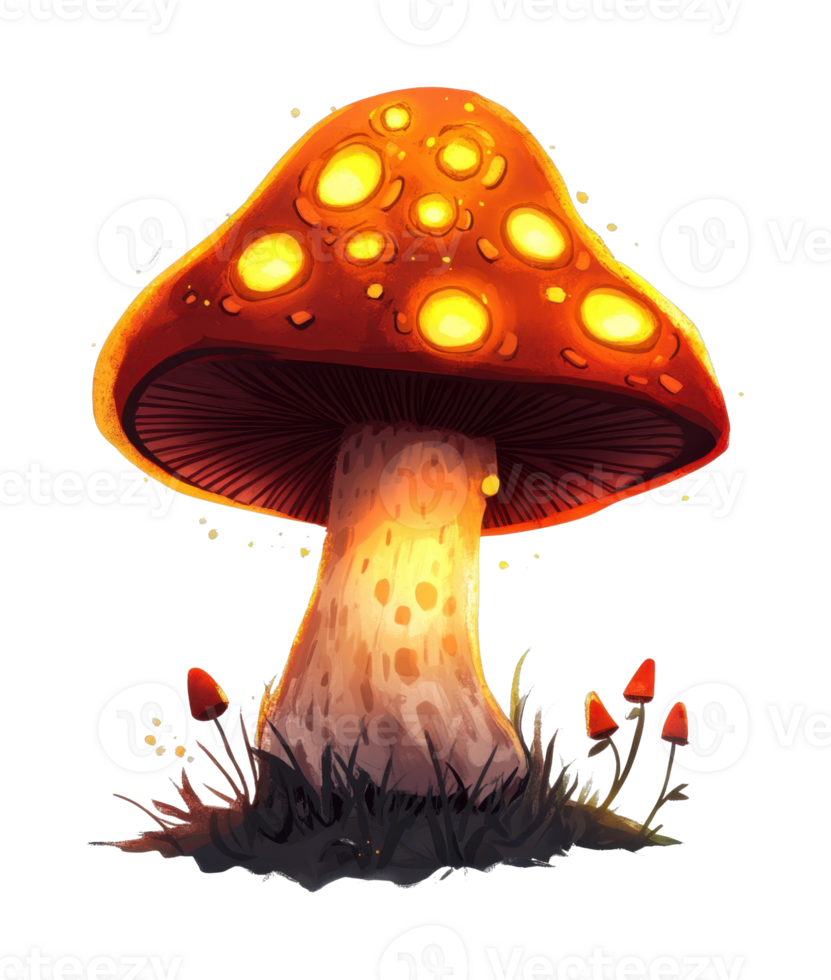 Enchanted glowing mushroom in a magical forest setting png