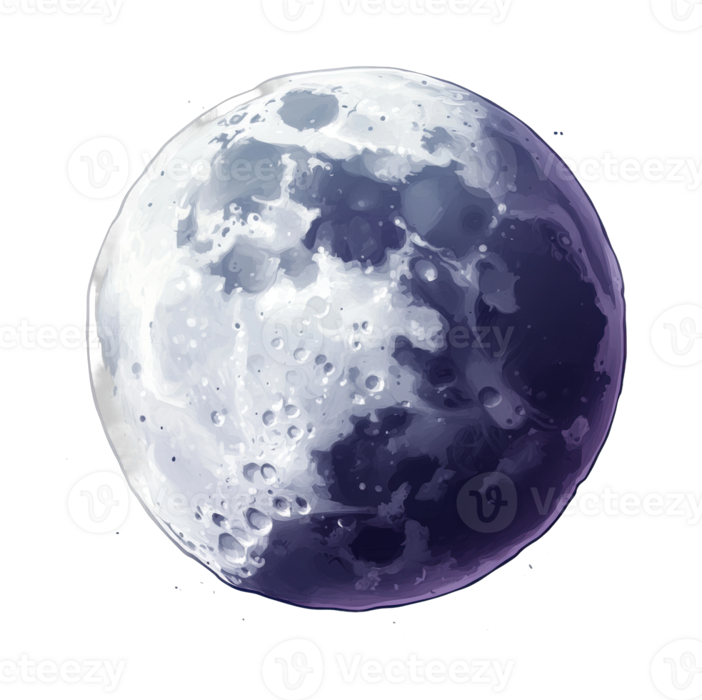 Detailed lunar surface with prominent craters in high contrast png