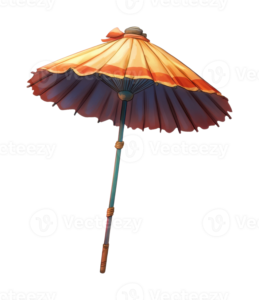 Colorful vintage parasol with intricate design png