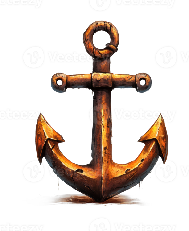 Rusty anchor with weathered metal and nautical design png