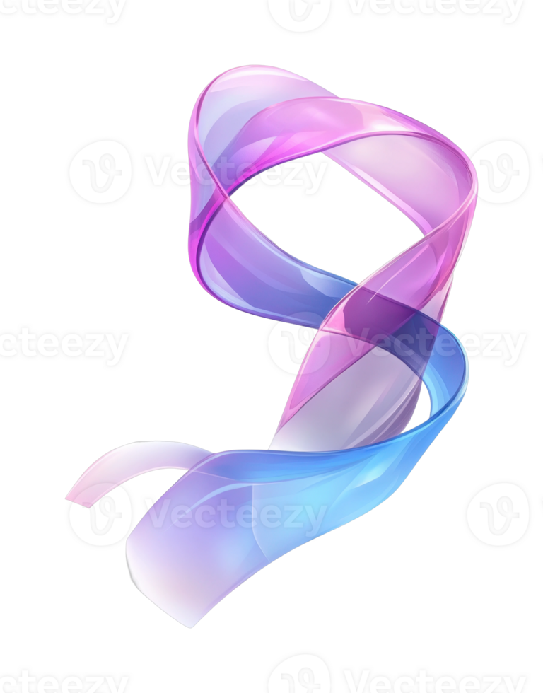 Elegant twisting ribbon of light in purple and blue hues png