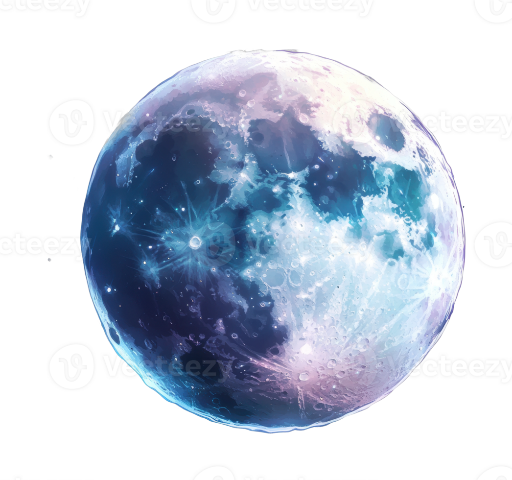 Vibrant full moon with craters and celestial glow png