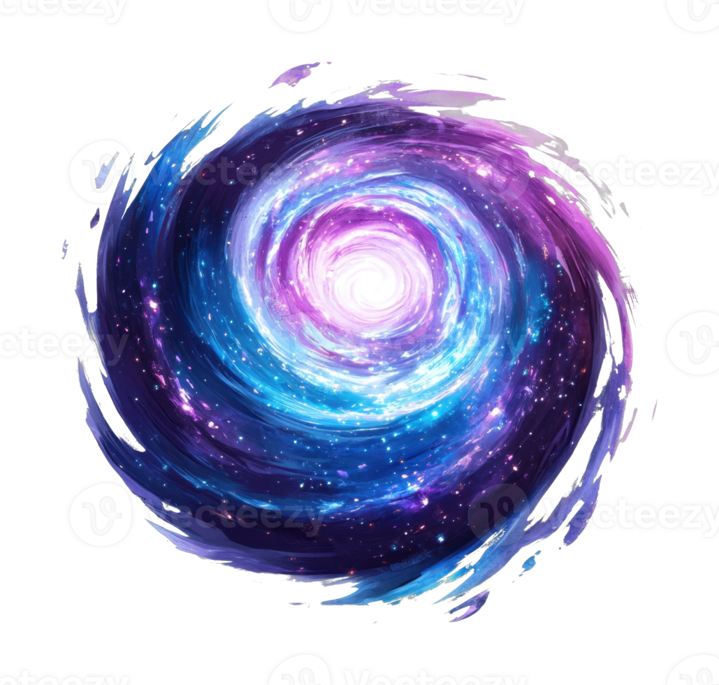 Vibrant galactic swirl with cosmic colors and stars png