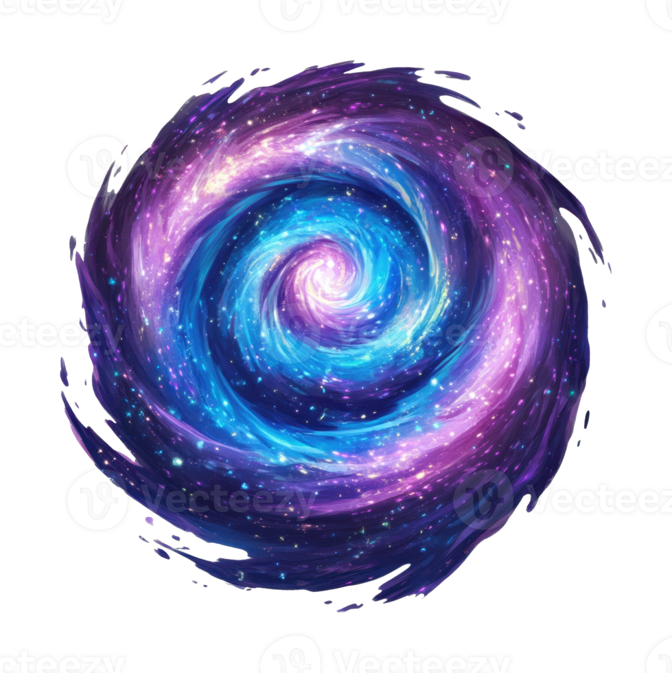 Spiral galaxy swirl with radiant colors and sparkling stars png