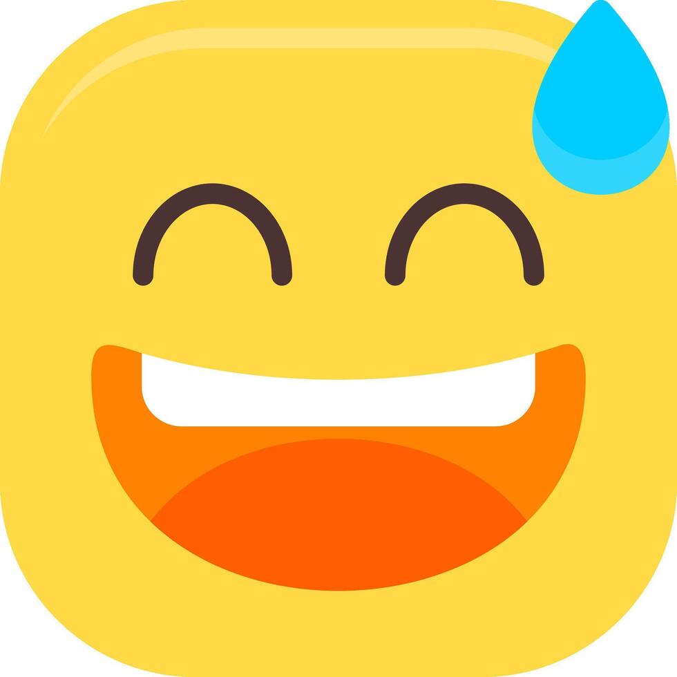 Grinning Face with Sweat Flat Icon vector