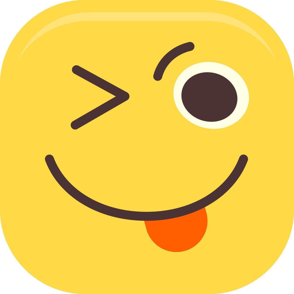 Winking Face with Tongue Flat Icon vector