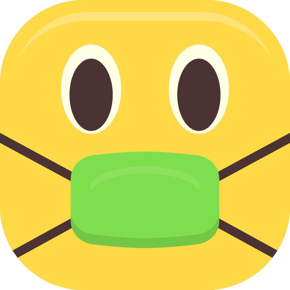 Face with Medical Mask Flat Icon vector