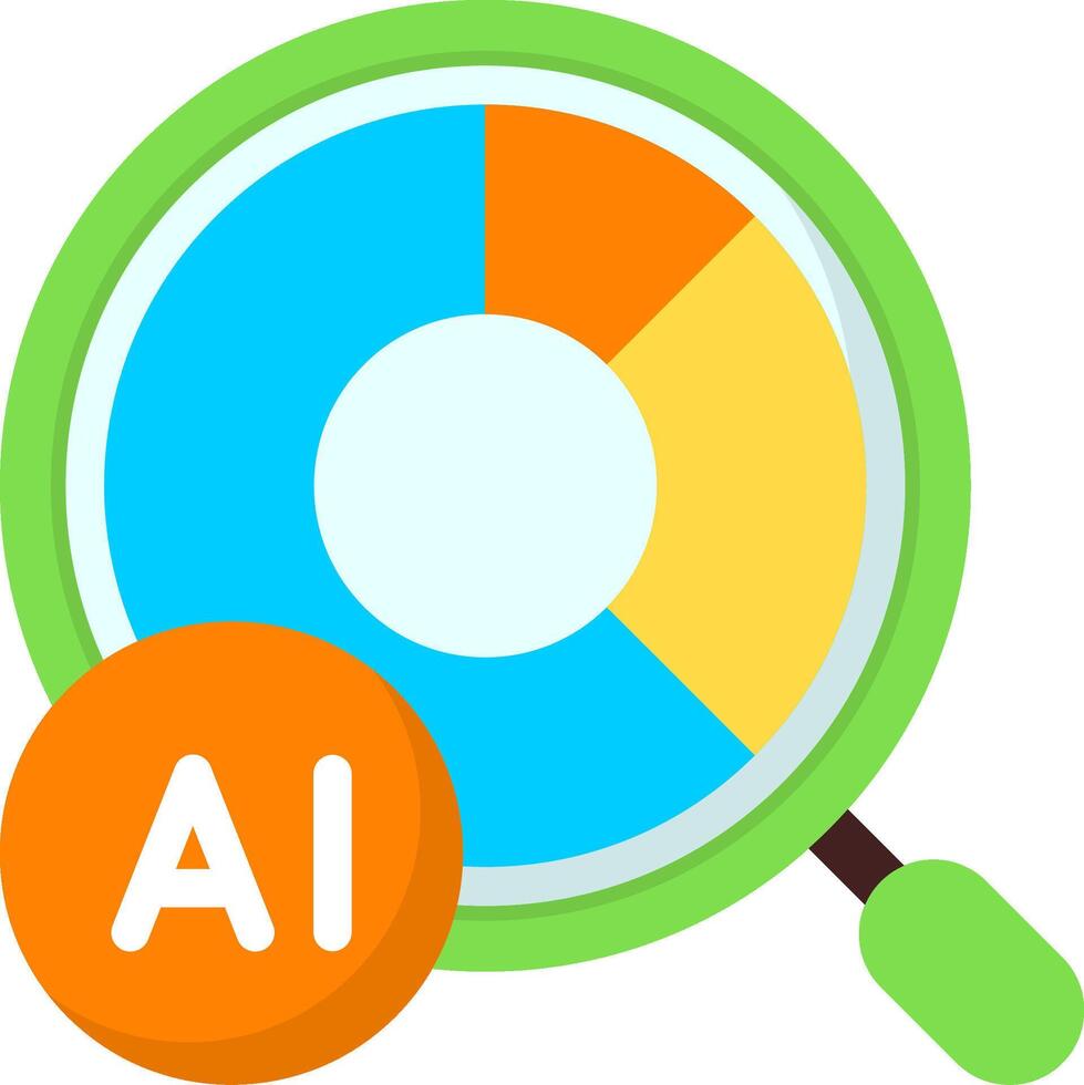 AI Data Analysis Flat Icon vector