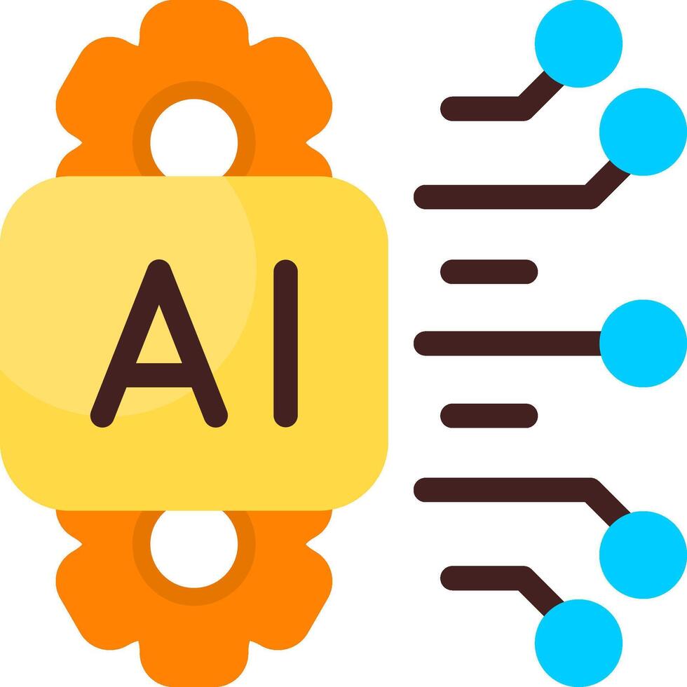 AI Learning Flat Icon vector
