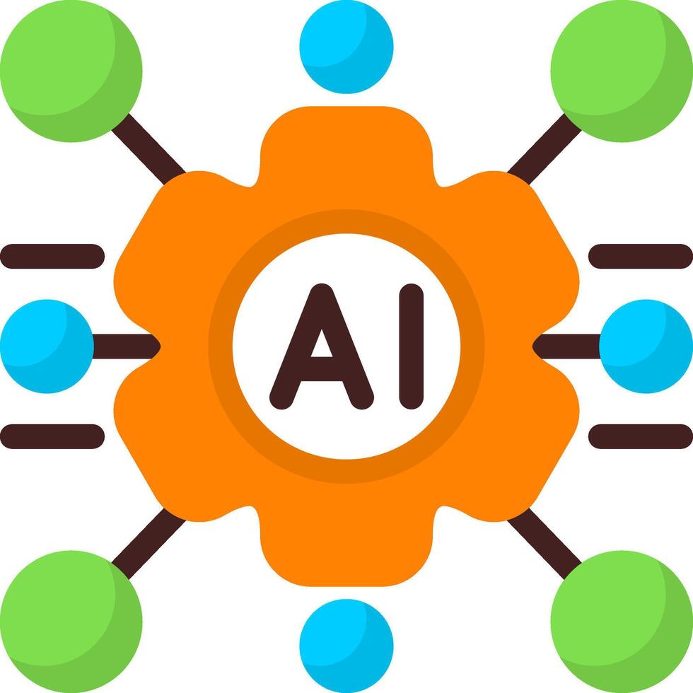Cognitive AI Flat Icon vector
