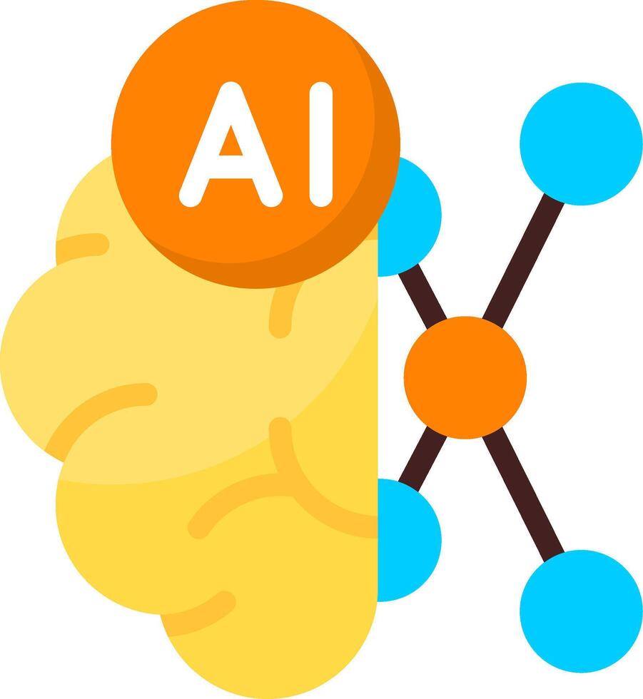 AI Brain Neural Flat Icon vector