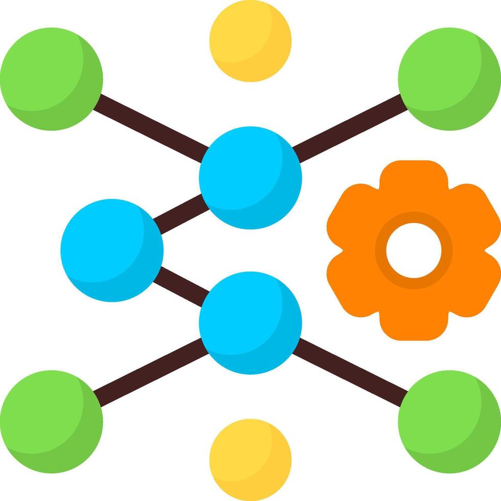 Deep Neural Network Flat Icon vector