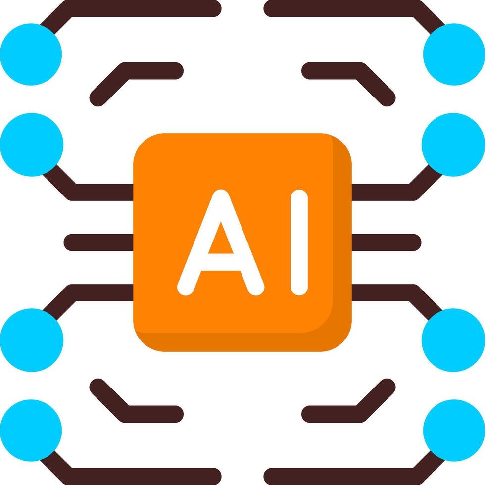 AI Chip Flat Icon vector