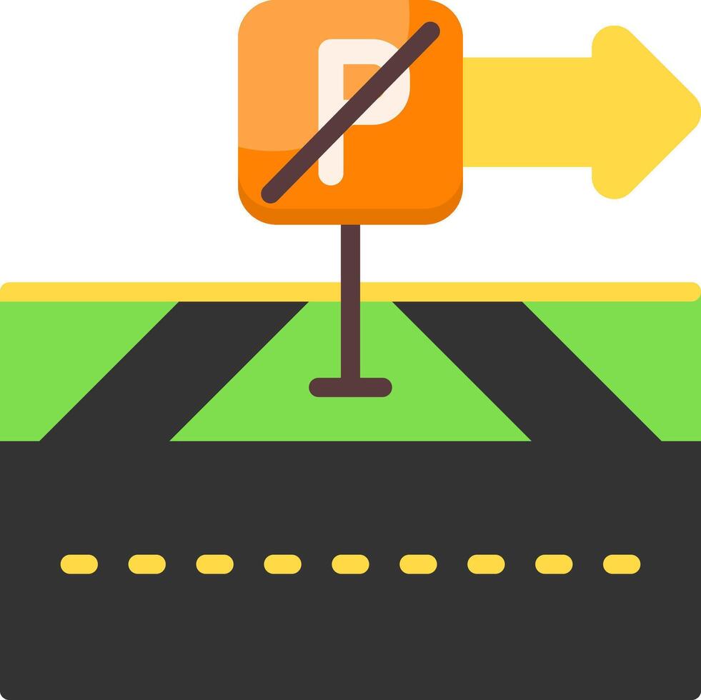 No parking zone Flat Icon vector
