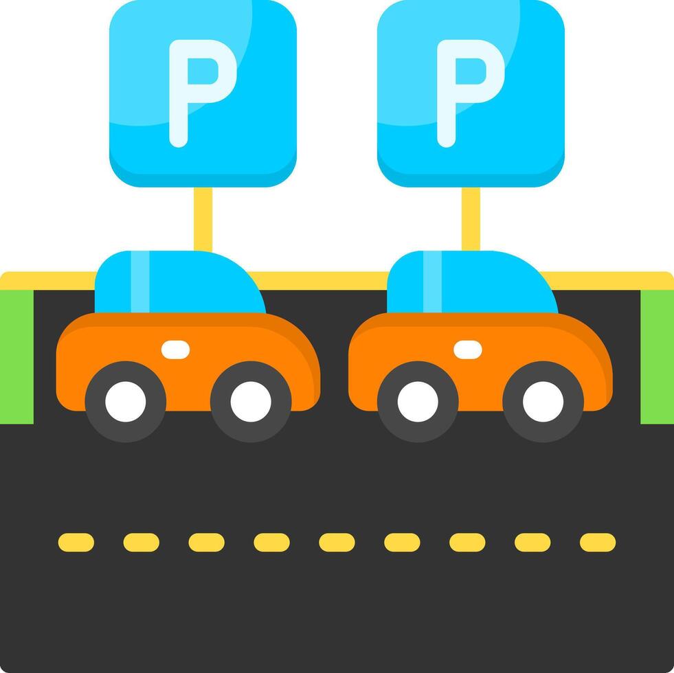 Uncovered Parking Flat Icon vector