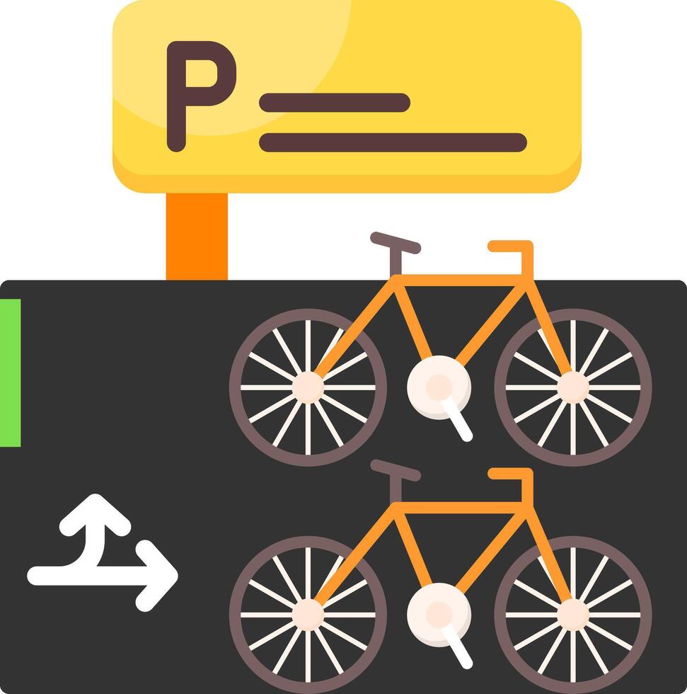 Parked bicycles Flat Icon vector