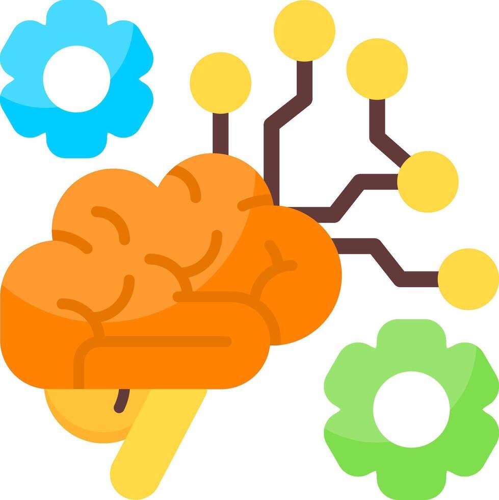 Digital Brain Flat Icon vector