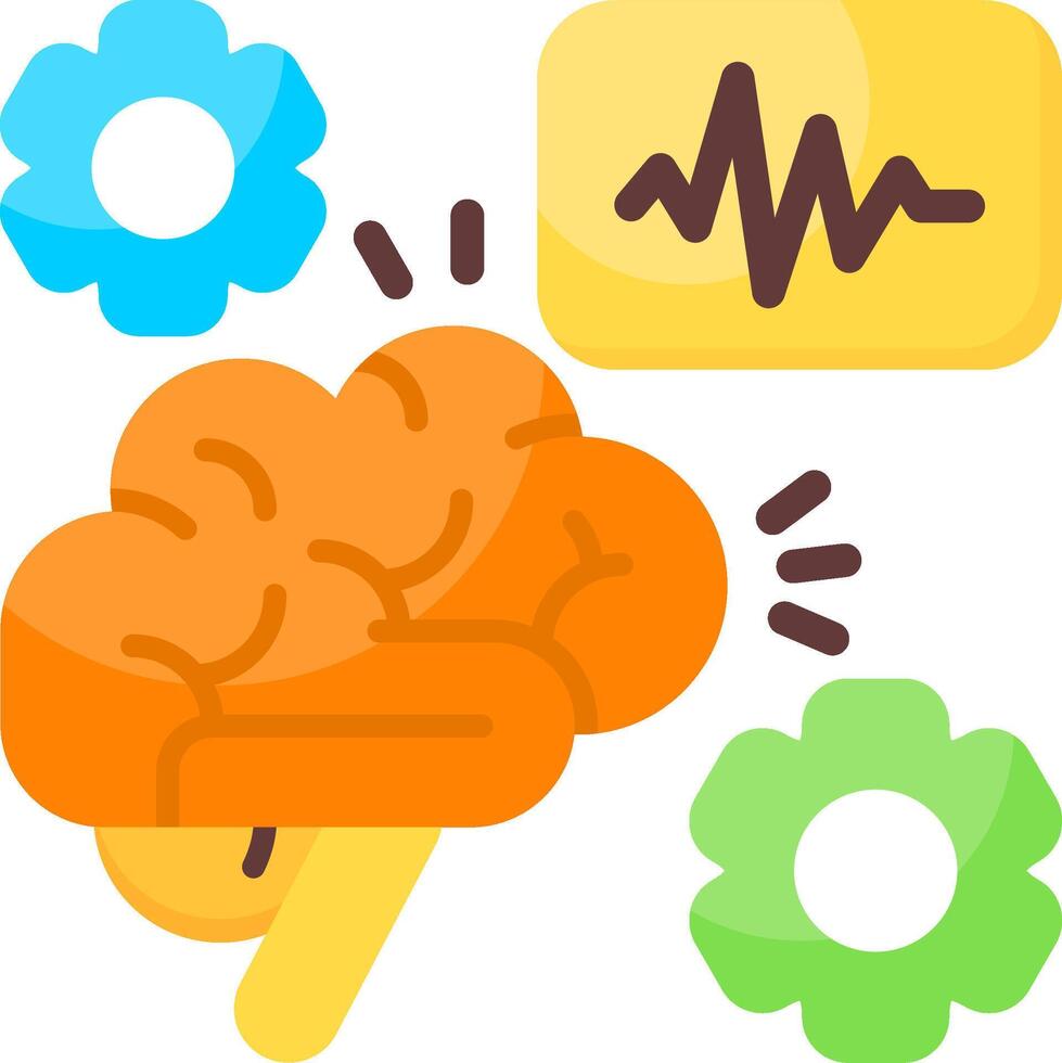 Brain Activity Monitoring Flat Icon vector