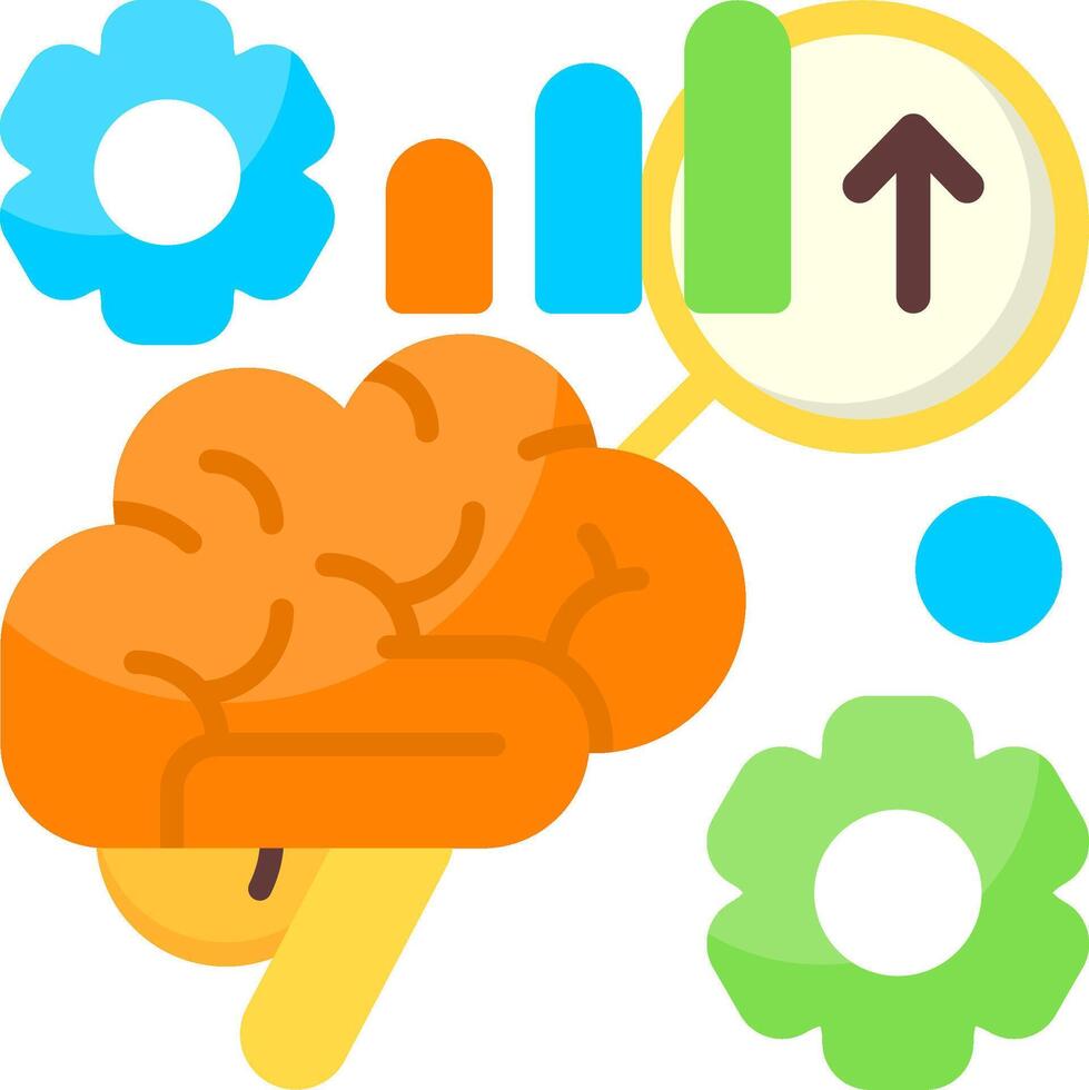 Brain Performance Tracking Flat Icon vector