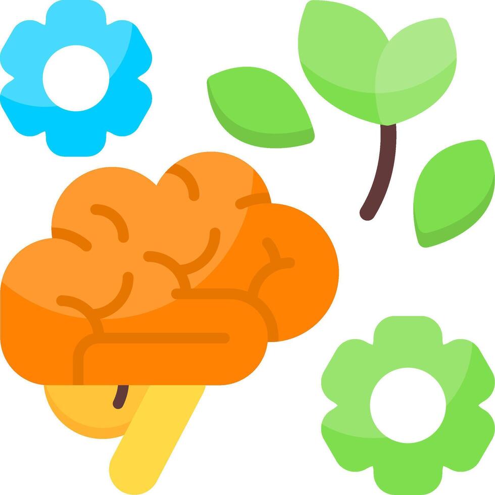 Brain Wellness Flat Icon vector