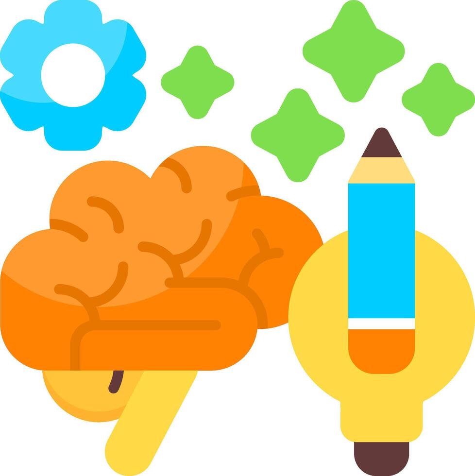 Creative Brain Power Flat Icon vector