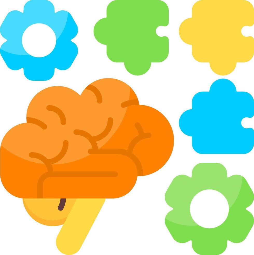 Puzzle Solving Brain Flat Icon vector