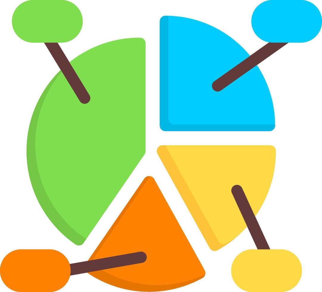 Pie Chart Pieces Flat Icon vector