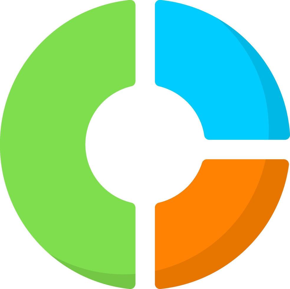 Marked Donut Chart Flat Icon vector