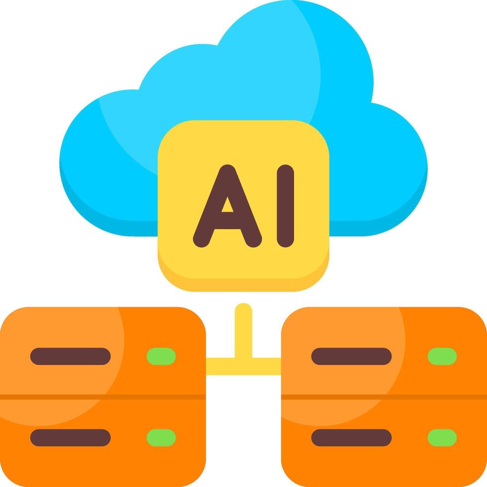 AI Hosting Flat Icon vector