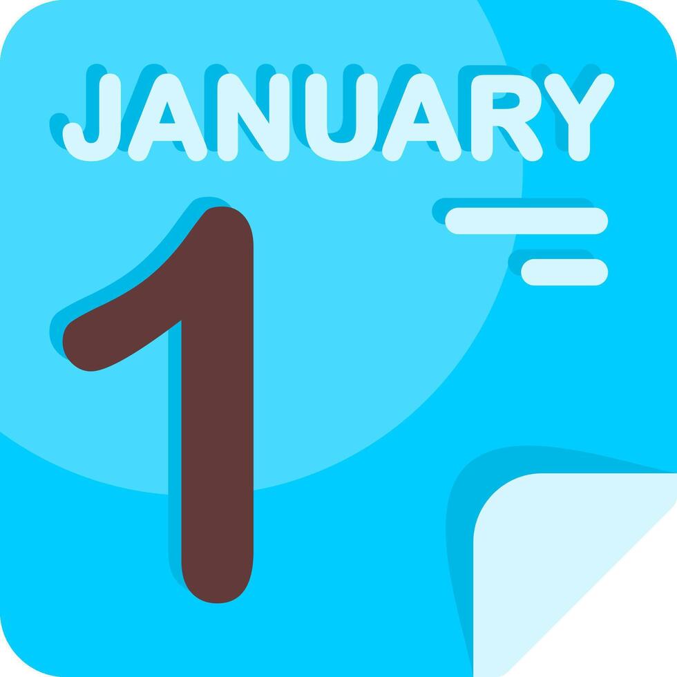 1 January Calendar Flat Icon vector
