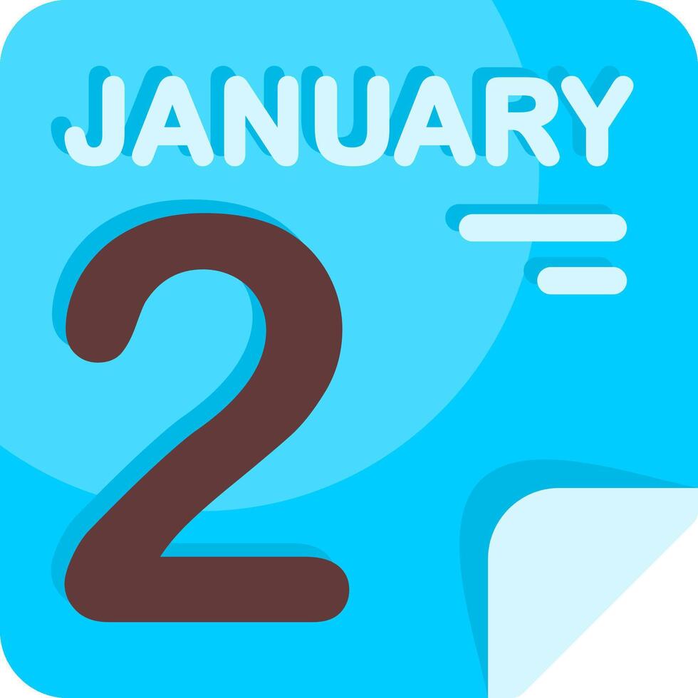 2 January Calendar Flat Icon vector