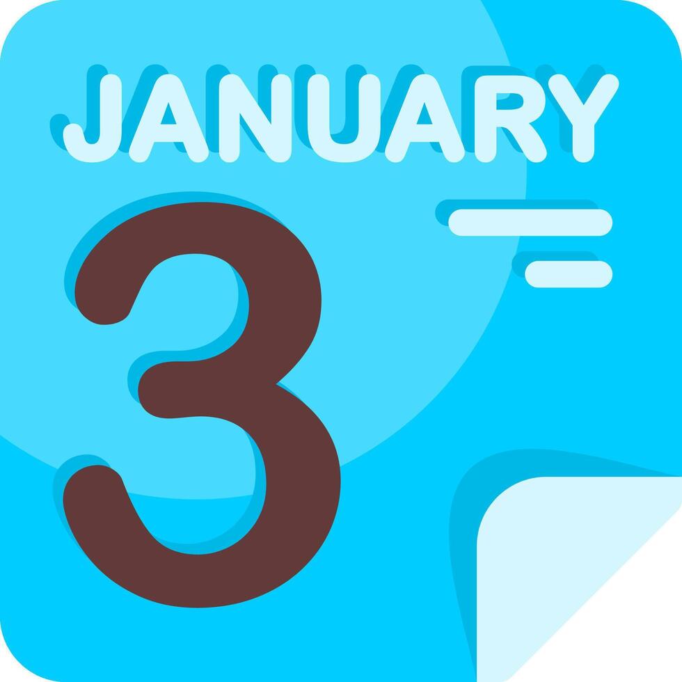 3 January Calendar Flat Icon vector