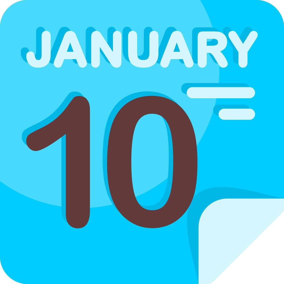 10 January Calendar Flat Icon vector