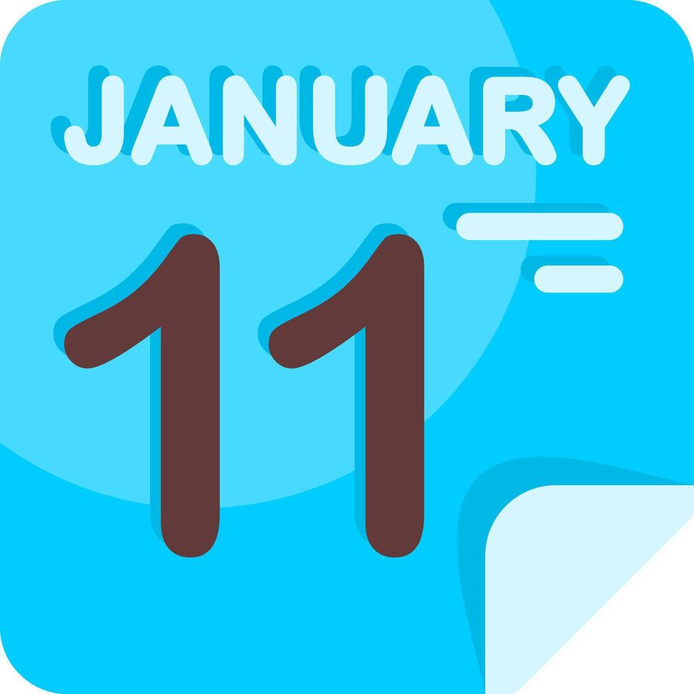 11 January Calendar Flat Icon vector