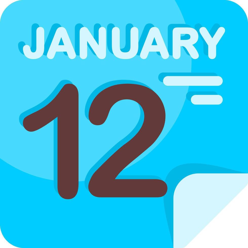 12 January Calendar Flat Icon vector