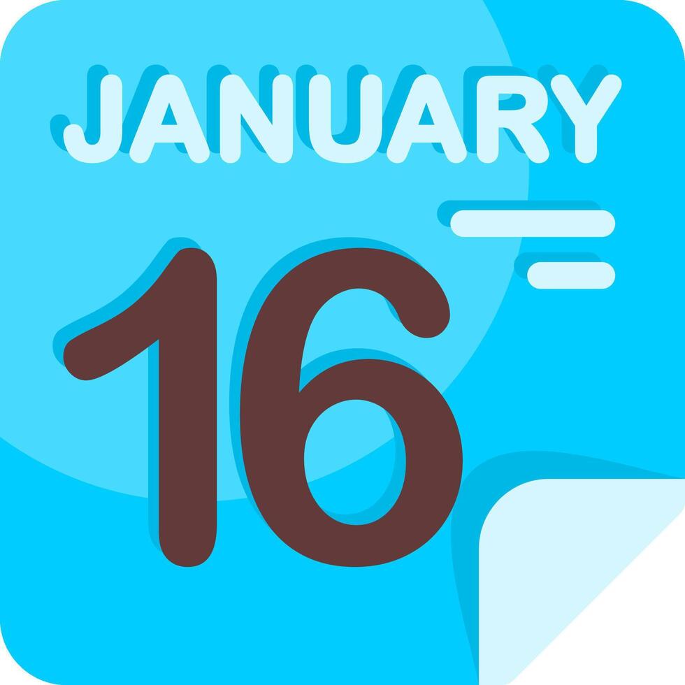 16 January Calendar Flat Icon vector