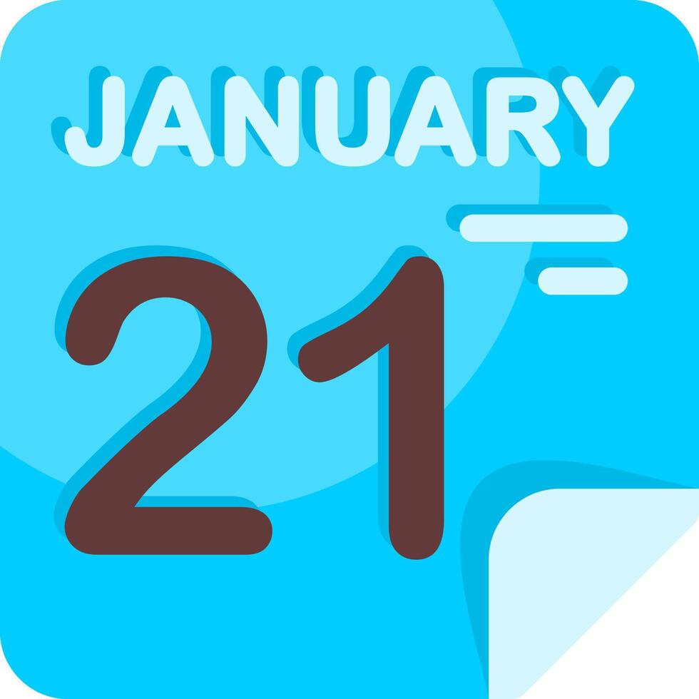21 January Calendar Flat Icon vector
