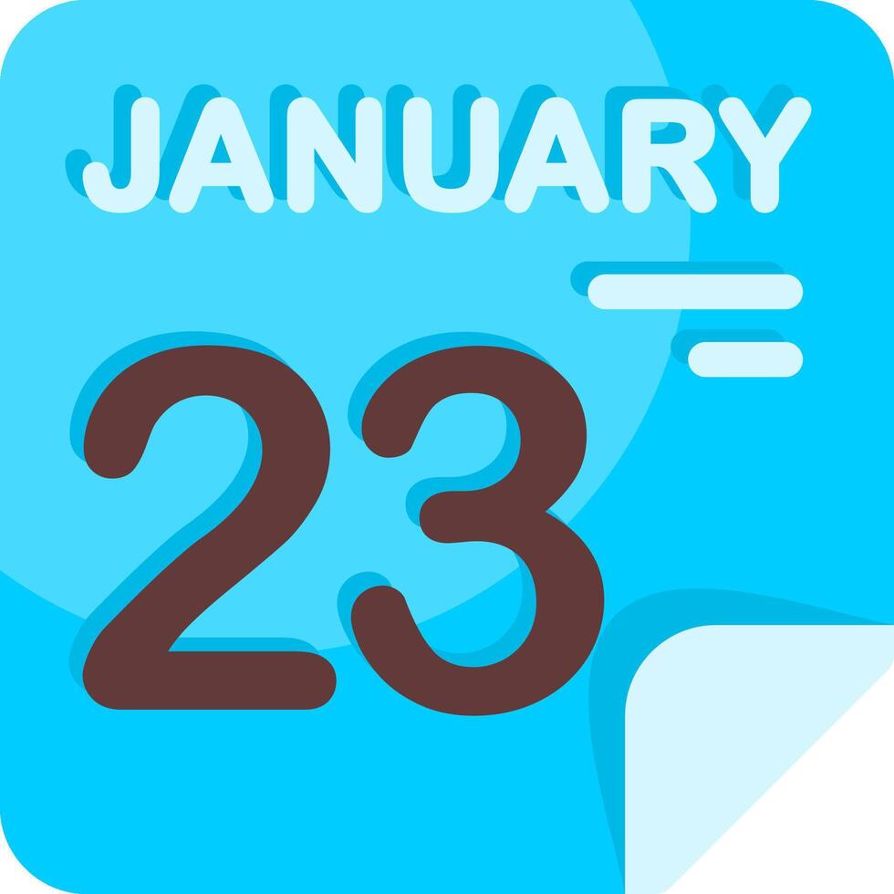 23 January Calendar Flat Icon vector