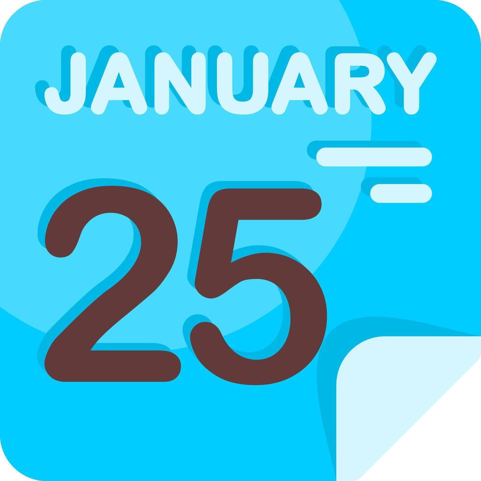 25 January Calendar Flat Icon vector